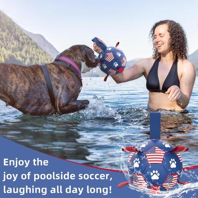 Show full view: Nocciola Soccer Ball with Straps Interactive Dog Toy, Stars & Stripes, 8-in slide 3 of 9