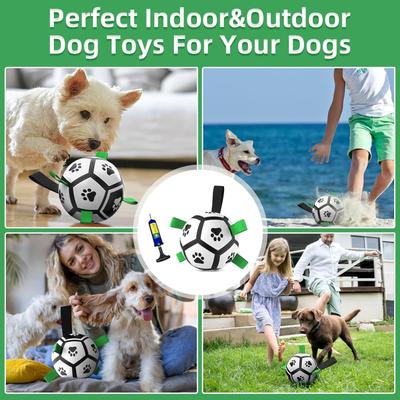 Show full view: Nocciola Soccer Ball with Straps Interactive Dog Toy, Black & White, 5-in slide 8 of 9