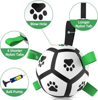 Show full view: Nocciola Soccer Ball with Straps Interactive Dog Toy, Black & White, 5-in slide 7 of 9