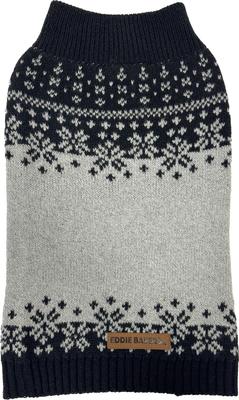 Show full view: Eddie Bauer Whitman Christmas Fair Isle Dog Sweater, Grey/Black, Small slide 2 of 7