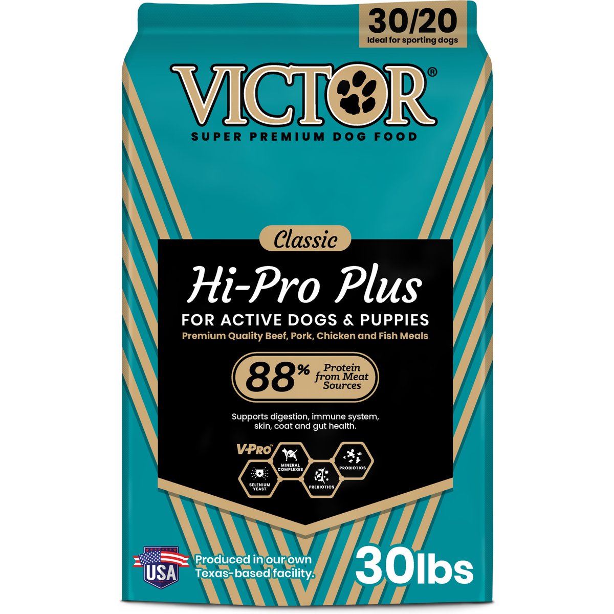 VICTOR Hi-Pro Plus 30/20 Active Sporting High Protein Gluten-Free Dry Dog Food, 30-lb bag