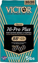VICTOR Hi-Pro Plus 30/20 Active Sporting High Protein Gluten-Free Dry Dog Food, 5-lb bag