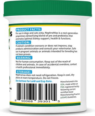Show full view: NephroMax Synbiotic Capsules Kidney Support Supplement for Dogs & Cats, 120 count slide 10 of 10