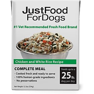 JustFoodForDogs Pantry Fresh Chicken & White Rice Fresh Dog Food, 12.5-oz pouch, case of 12