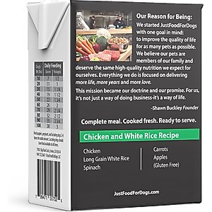 JustFoodForDogs Pantry Fresh Chicken & White Rice Fresh Dog Food, 12.5-oz pouch, case of 12