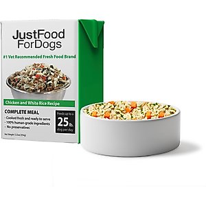JustFoodForDogs Pantry Fresh Chicken & White Rice Fresh Dog Food, 12.5-oz pouch, case of 12