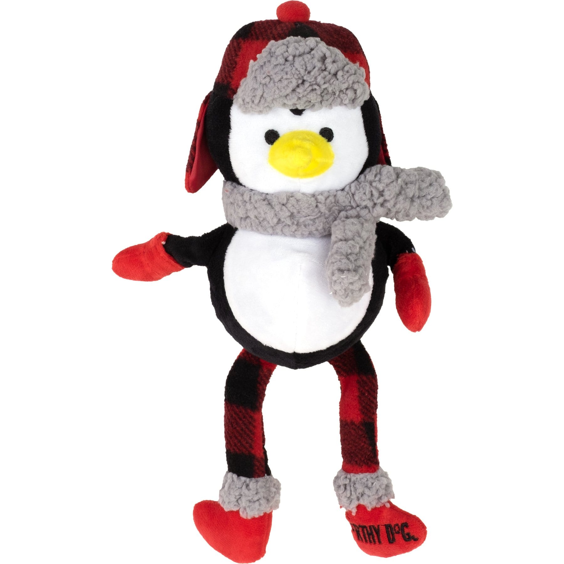 The Worthy Dog Christmas Buffalo Penguin Dog Toy, Black/White, One Size