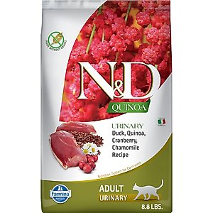 Farmina N&D Quinoa Feline Duck, Cranberry & Chamomile Urinary Dry Cat Food, 8.8-lb bag