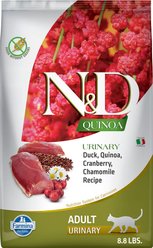 Farmina N&D Quinoa Feline Duck, Cranberry & Chamomile Urinary Dry Cat Food, 8.8-lb bag