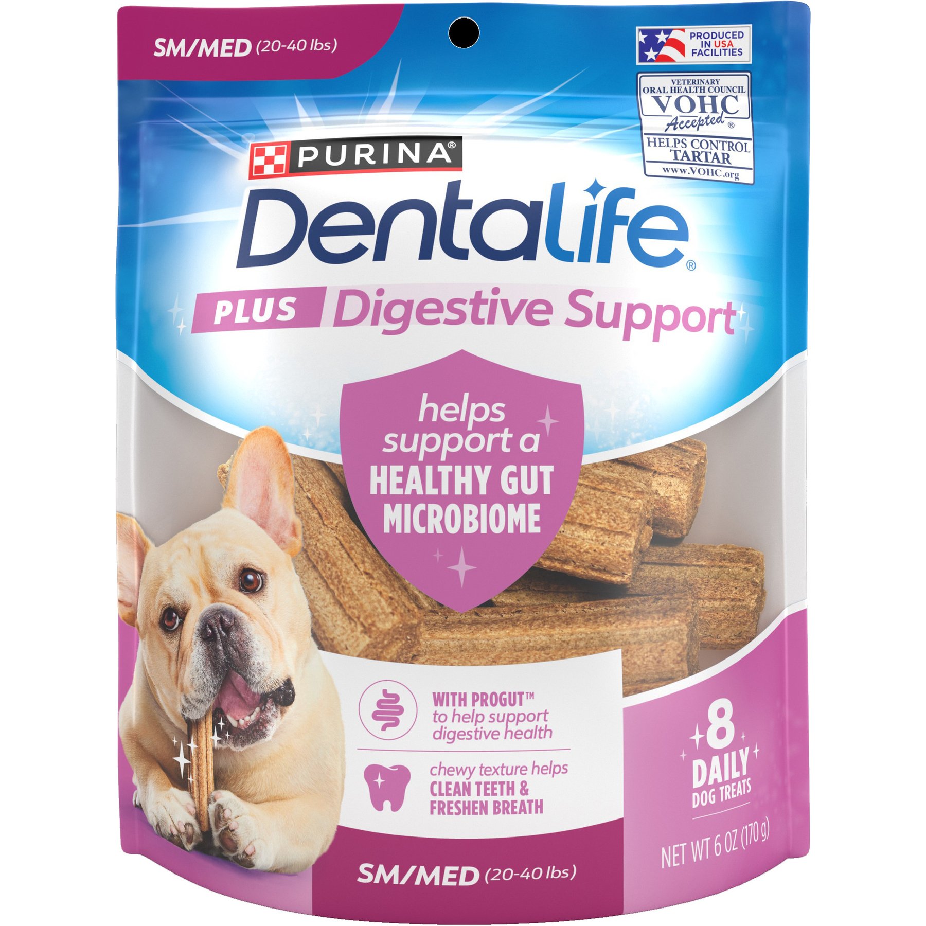 DentaLife Plus Digestive Support Chicken & Pumpkin Flavor Small/Medium Dental Dog Treats, 8 count