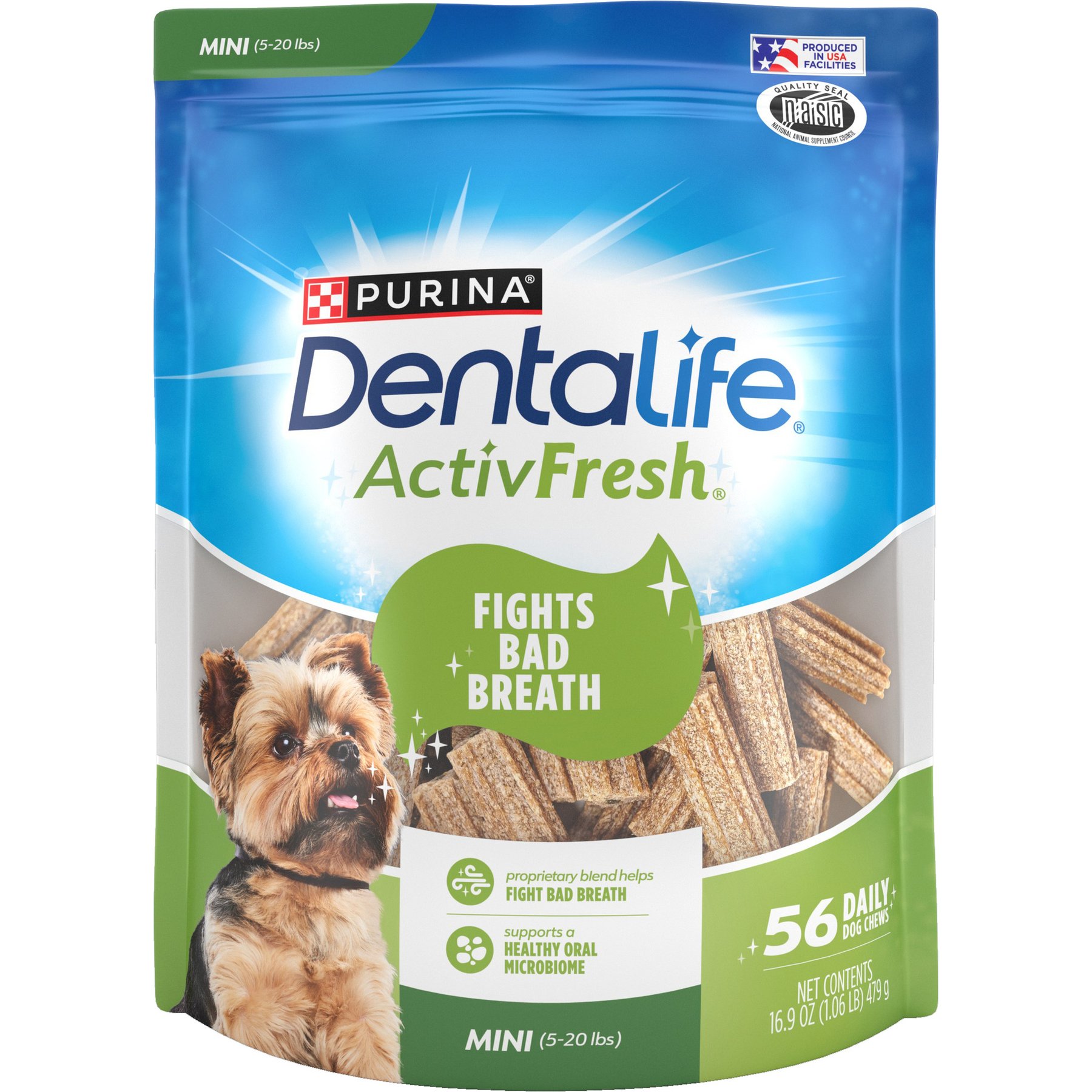 DentaLife ActivFresh Daily Oral Care Mini Dental Dog Treats, 56 count