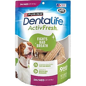 DentaLife ActivFresh Daily Oral Care Small/Medium Dental Dog Treats, 9 count
