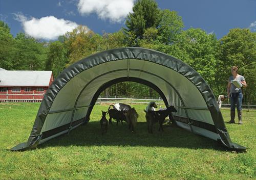 Show full view: ShelterLogic Round Horse & Storage Shade Shelter Kit, Green, 8 x 10 x 5-ft slide 2 of 9