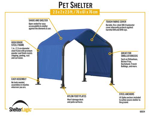 Show full view: ShelterLogic Outdoor Pet Shade, Blue, Blue, 2.5 x 2 x 2.5-ft slide 7 of 10
