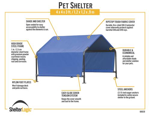 Show full view: ShelterLogic Outdoor Pet Shade, Blue, Blue, 4 x 4 x 3-ft slide 9 of 10