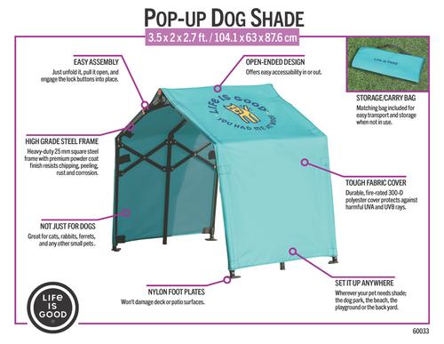 Show full view: LIFE IS GOOD Outdoor Pet Shade, Teal Blue, 3.5-ft slide 4 of 9