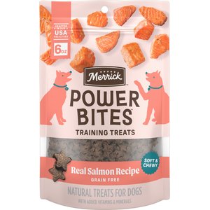 Merrick Power Bites Real Salmon Recipe Grain-Free Soft & Chewy Dog Treats, 6-oz bag