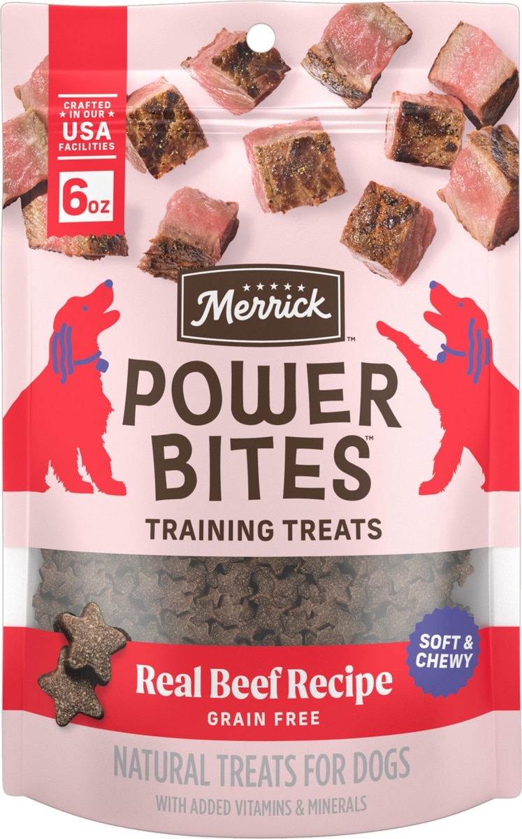 MERRICK Power Bites Real Texas Beef Recipe Grain-Free Soft & Chewy Dog ...