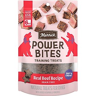 Merrick Power Bites Real Texas Beef Recipe Grain-Free Soft & Chewy Dog Treats, 6-oz bag slide 1 of 9