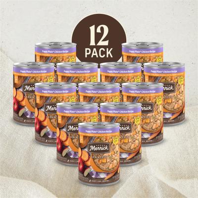 Show full view: Merrick Grain-Free Wet Puppy Food Puppy Plate Chicken Recipe, 12.7-oz can, case of 12 slide 3 of 12
