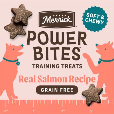 Show full view: Merrick Power Bites Real Salmon Recipe Grain-Free Soft & Chewy Dog Treats, 6-oz bag slide 4 of 13