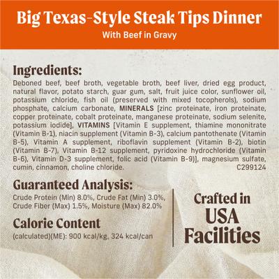 Show full view: Merrick Chunky Grain-Free Wet Dog Food Big Texas Steak Tips Dinner, 12.7-oz can, case of 12 slide 7 of 14
