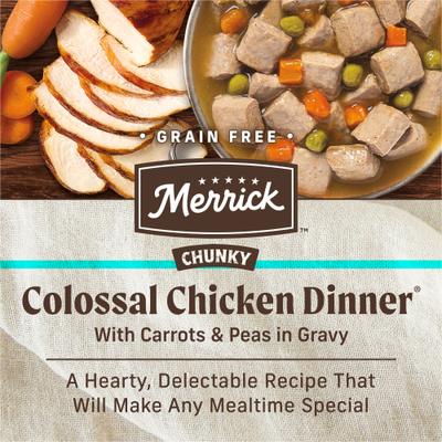 Show full view: Merrick Chunky Grain-Free Wet Dog Food Colossal Chicken Dinner, 12.7-oz can, case of 12 slide 5 of 14