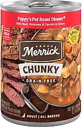 Merrick Chunky Grain-Free Wet Dog Food Pappy's Pot Roast Dinner, 12.7-oz can, case of 12