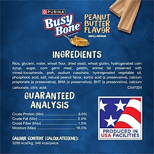 Busy Bone Peanut Butter Flavor Long-Lasting Chew Adult Small/Medium Dog Treats, 10 count pouch