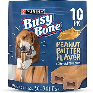 Busy Bone Peanut Butter Flavor Long-Lasting Chew Adult Small/Medium Dog Treats, 10 count pouch