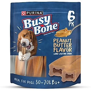 Busy Bone Peanut Butter Flavor Long-Lasting Chew Adult Small/Medium Dog Treats, 6 count pouch
