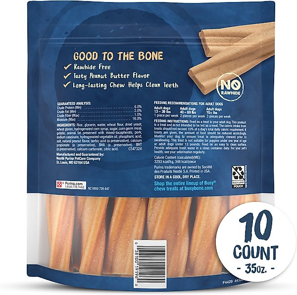 Show full view: Busy Bone Peanut Butter Flavor Long-Lasting Chew Adult Small/Medium Dog Treats, 10 count pouch slide 3 of 12