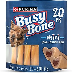 Busy Bone Long Lasting Rawhide-Free Real Meat Mini Dog Treats, 20 count