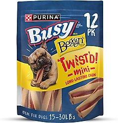 Busy Bone with Beggin' Twist'd! Long-Lasting with Real Bacon Mini Dog Treats, 12 count