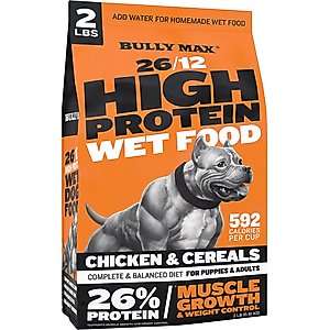 Bully Max 26/12 High Protein Chicken Dehydrated Dog Food, 2-lb bag