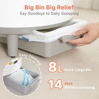 Show full view: Aoruefar Open-Top Smart Self Cleaning Cat Litter Box Bundle, White slide 5 of 11