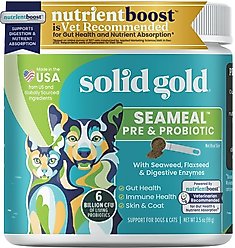 Solid Gold SeaMeal Probiotic Powder Digestive Support Food Topper Supplement for Dogs & Cats, 3.5-oz jar