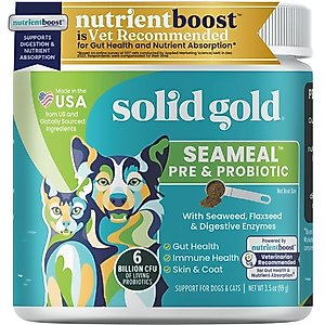 Solid Gold SeaMeal Probiotic Powder Digestive Support Food Topper Supplement for Dogs & Cats, 3.5-oz jar