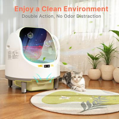 Show full view: Aoruefar Open-Top Smart Self Cleaning Cat Litter Box Bundle, White slide 7 of 11