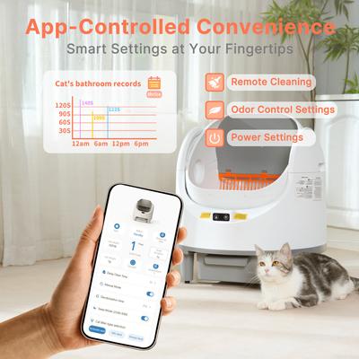 Show full view: Aoruefar Open-Top Smart Self Cleaning Cat Litter Box Bundle, White slide 6 of 11