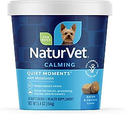 NaturVet Quiet Moments Calming Bacon & Chicken Flavored Soft Chew Supplement, 70 count