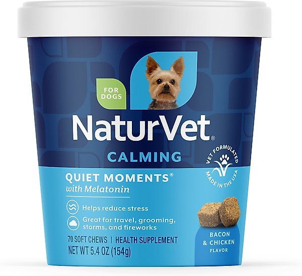 Show full view: NaturVet Quiet Moments Calming Bacon & Chicken Flavored Soft Chew Supplement, 70 count slide 1 of 12