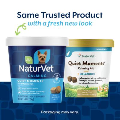 Show full view: NaturVet Quiet Moments Calming Bacon & Chicken Flavored Soft Chew Supplement, 70 count slide 5 of 13