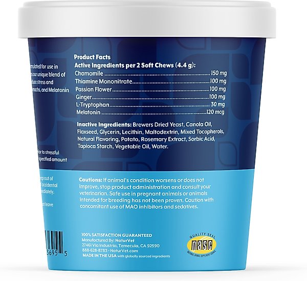 Show full view: NaturVet Quiet Moments Calming Bacon & Chicken Flavored Soft Chew Supplement, 70 count slide 2 of 12