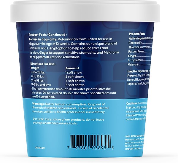 Show full view: NaturVet Quiet Moments Calming Bacon & Chicken Flavored Soft Chew Supplement, 70 count slide 3 of 12