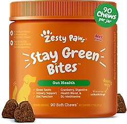 Zesty Paws Stay Green Bites Beef Flavored Soft Chews Grass Protection Urine Neutralizer & Digestive Supplement for Dogs, 90 count