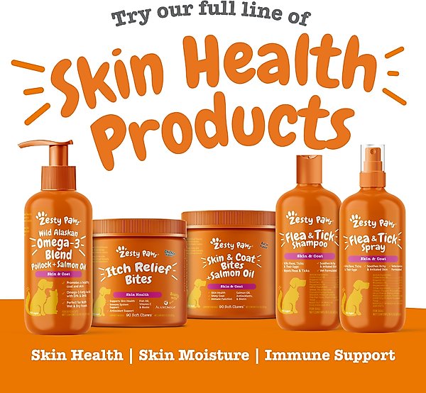 Show full view: Zesty Paws Wild Alaskan Omega-3 Salmon Oil Liquid Skin & Coat Supplement for Dogs & Cats, 32-fl oz bottle slide 7 of 10