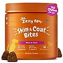 Zesty Paws Skin & Coat Bites Bacon Flavored Soft Chews Omega 3 Fish Oil Supplement for Dogs, 90 count