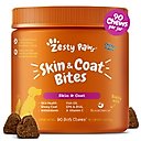 Zesty Paws Skin & Coat Bites Chicken Flavored Soft Chews Omega 3 Fish Oil Supplement for Dogs, 90 count