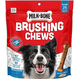 Milk-Bone Original Brushing Chews Small/Medium Chicken Flavor Daily Dental Dog Treats, 25 count slide 1 of 7